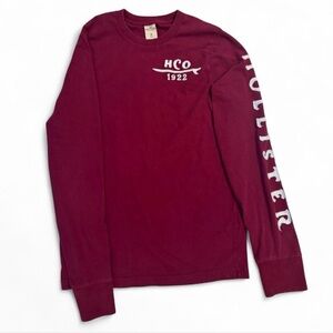 Vintage #Y2K Hollister burgundy long sleeve crew neck shirt Size :M #Hollister